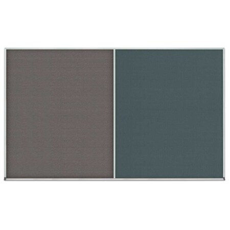 United Visual Products Double Door Radius Corkboard, 42"x32", Hea, UV70125RC-SATIN-BUFF UV70125RC-SATIN-BUFF